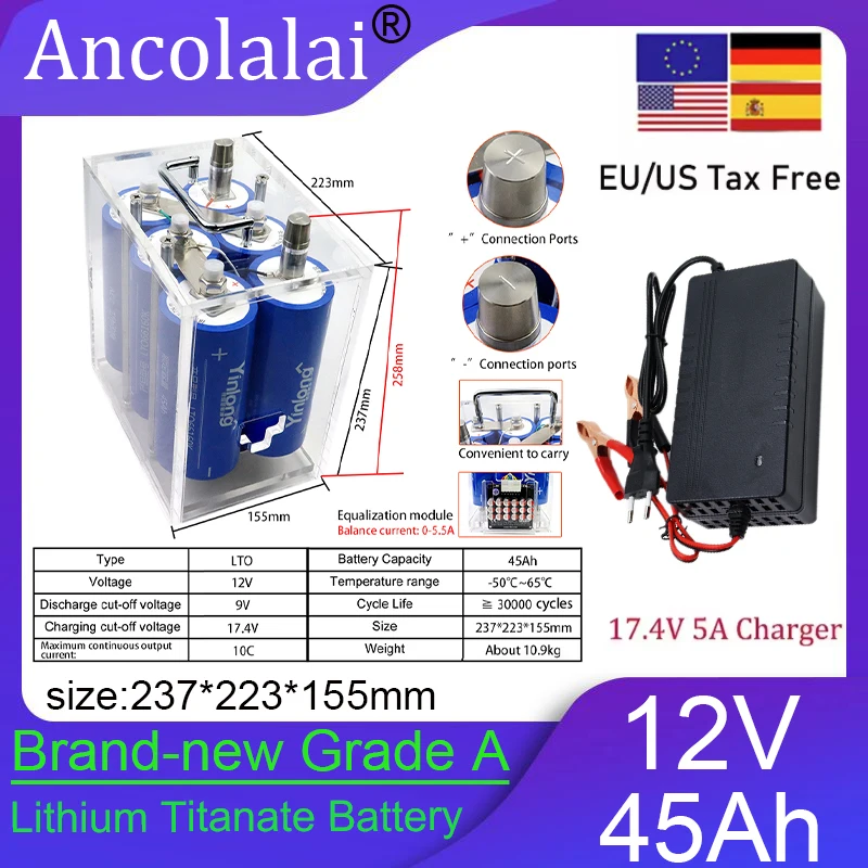 

Оригинальный литий-титанатный аккумулятор Silver Dragon 13,8 В 66160, 12 В, 45 Ач, встроенный автомобильный аккумулятор для зарядки аудиосистемы BMS + зарядное устройство 5 А