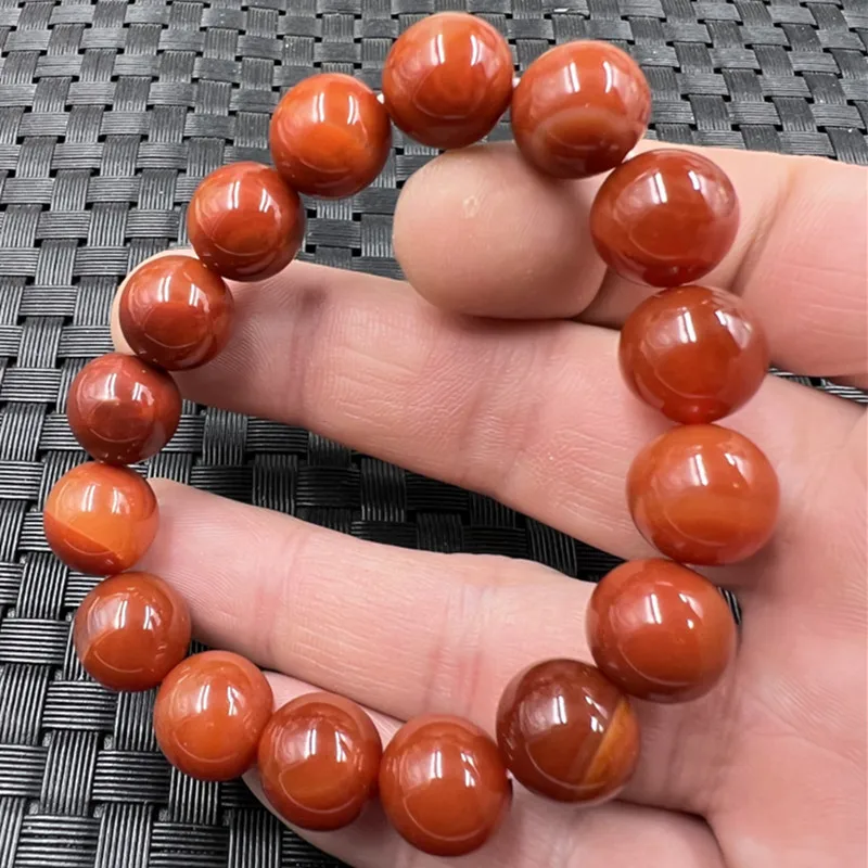 , , southern red agate , 12mm bead , jade bracelet