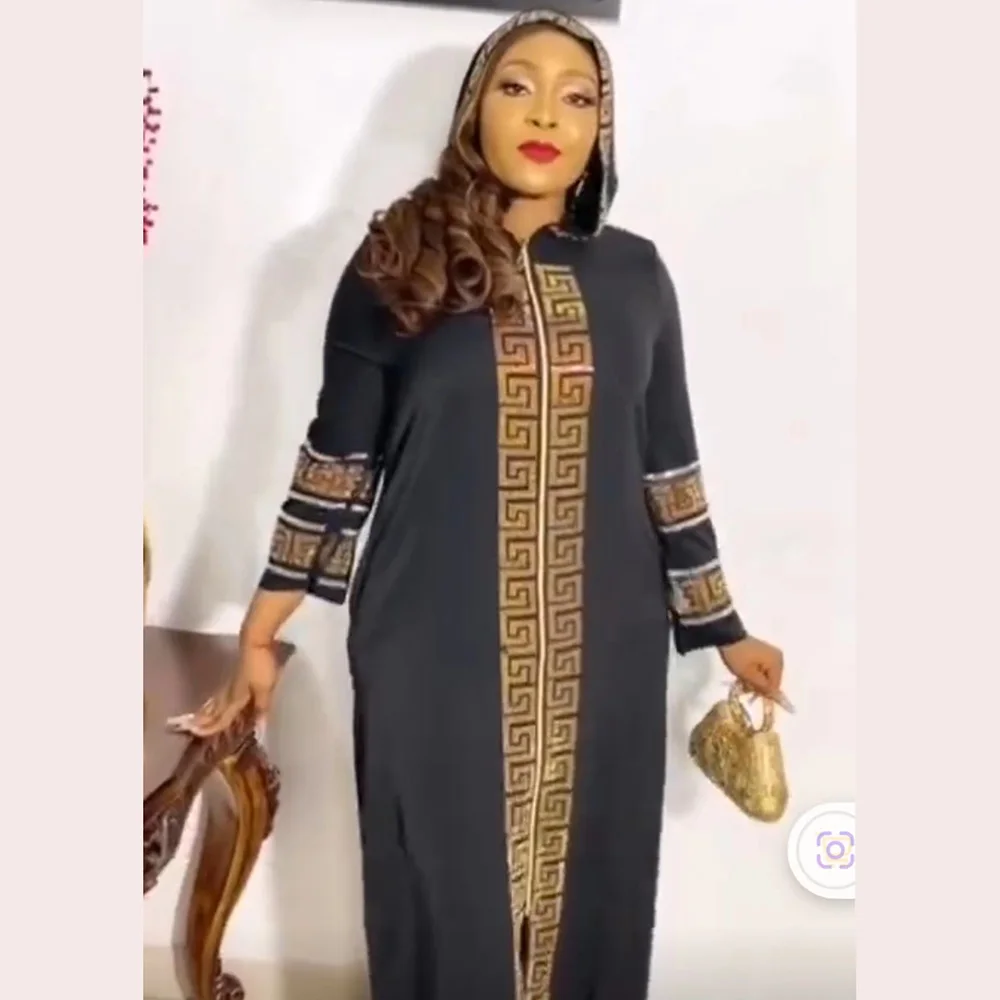 African mom fashion hooded robe Islamic style artificial stone decoration quality luxury