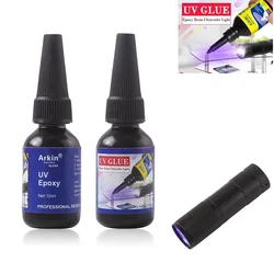 Adhésif à la lumière ultraviolette, colle super bain, deuxième fixation, durcissement injuste, verre, métal, acrylique, plastique, mastic rapide