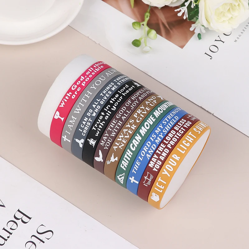 40Pcs Inspirational Bible Verse Silicone Bracelets Faith-Based Rubber Wristbands, Perfect Christian Gifts For Men, Women & Teens