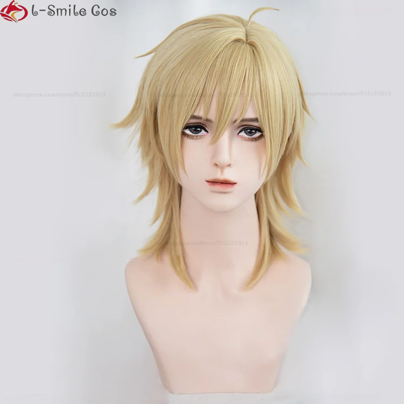 Game ES Hakaze Kaoru Cosplay Wig Short Flax Yellow Hakaze Kaoru Wigs Heat Resistant Synthetic Hair + Wig Cap