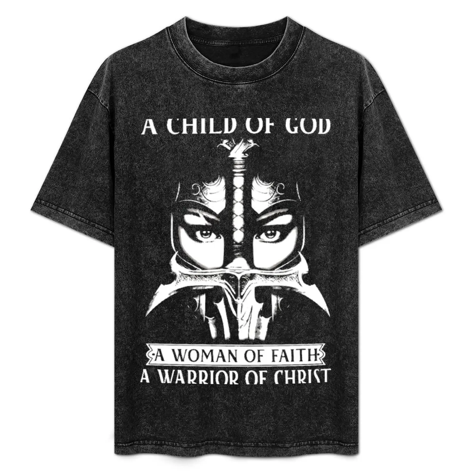 

A child of god a woman of faith a warrior of christ TShirt T-Shirt Holiday Casual Short Sleeve Top