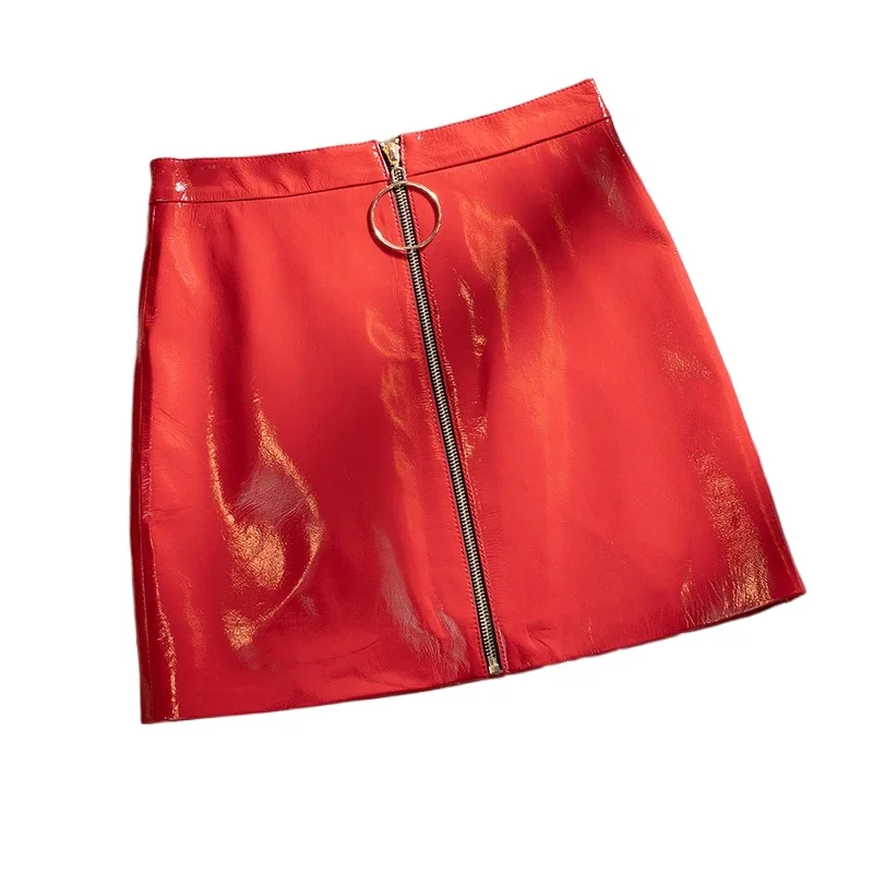 

Tajiyane Black Skirt Real Sheepskin Mini Skirts Womens Genuine Leather Pencil Skirts Patent Leather Glossy Mujer Faldas TN2197