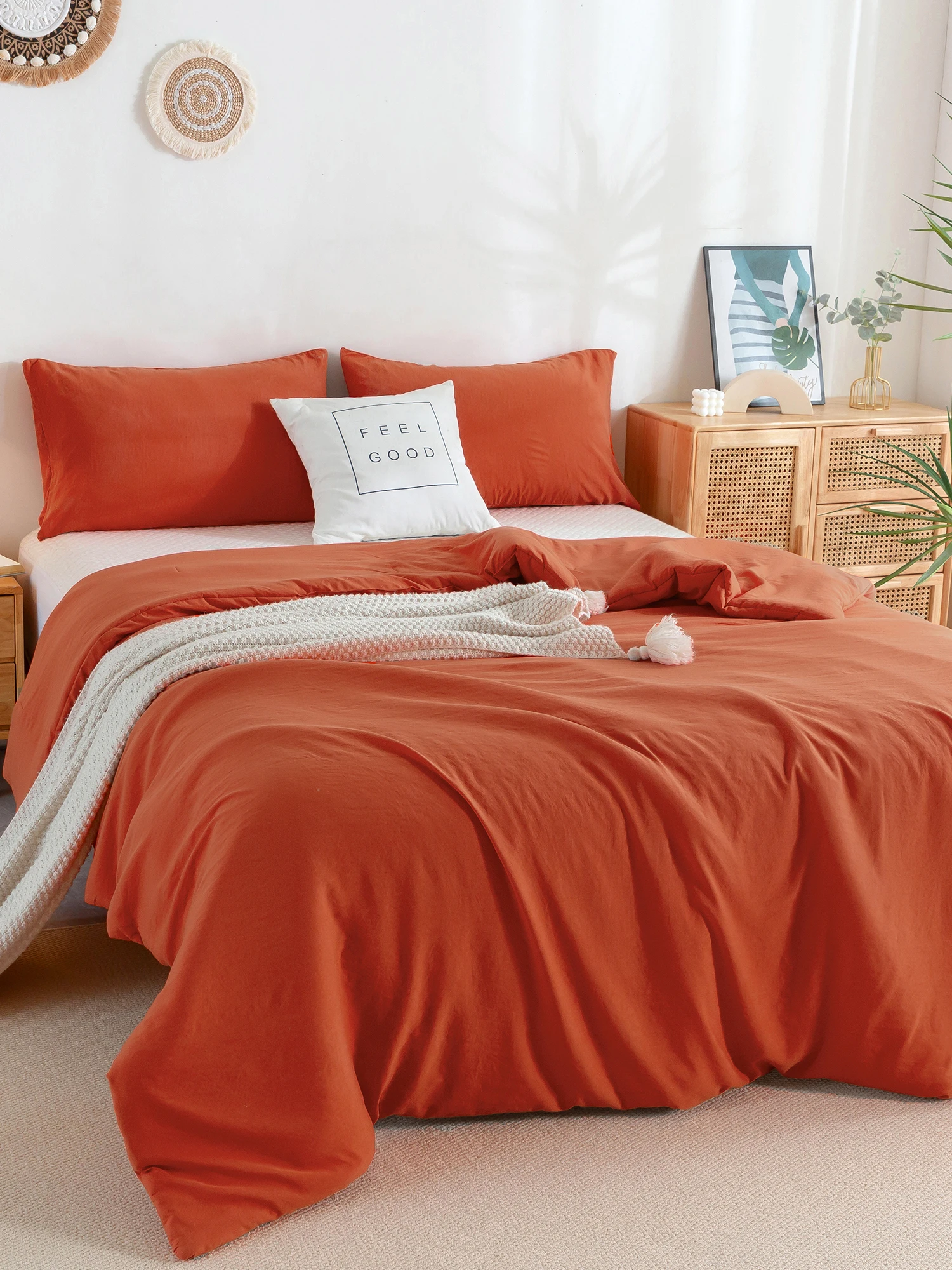 

Twin XL size Bedding comforter set Lightweight Burnt orange Ultra Soft Washed poly Cotton Kid Child Teen College Dorm