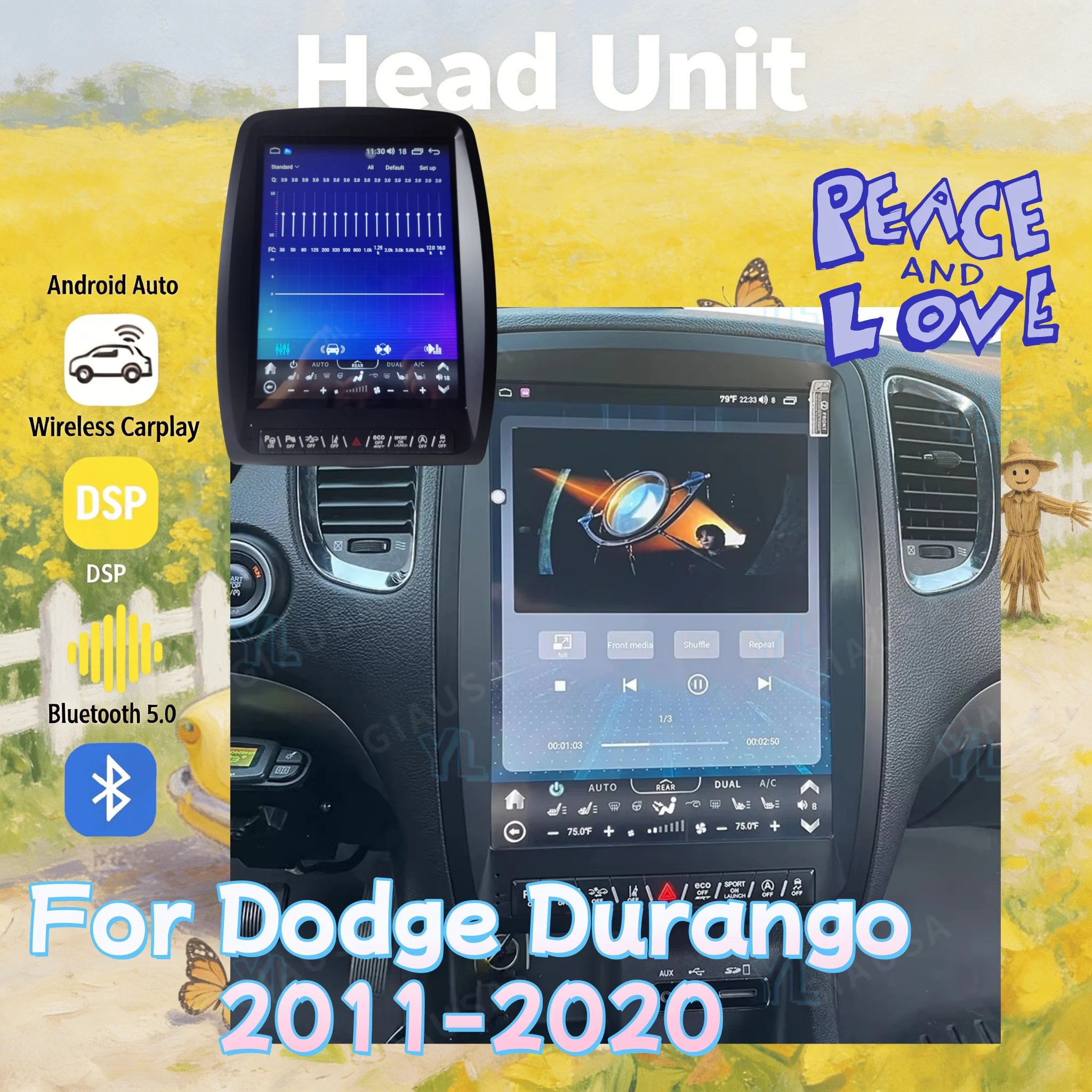 YF For Dodge Durango 2011 -  2020 Car Radio Multimedia Player Android 13.0 Bluetooth 5.0 Carplay Touch Screen Automotive 4G DSP