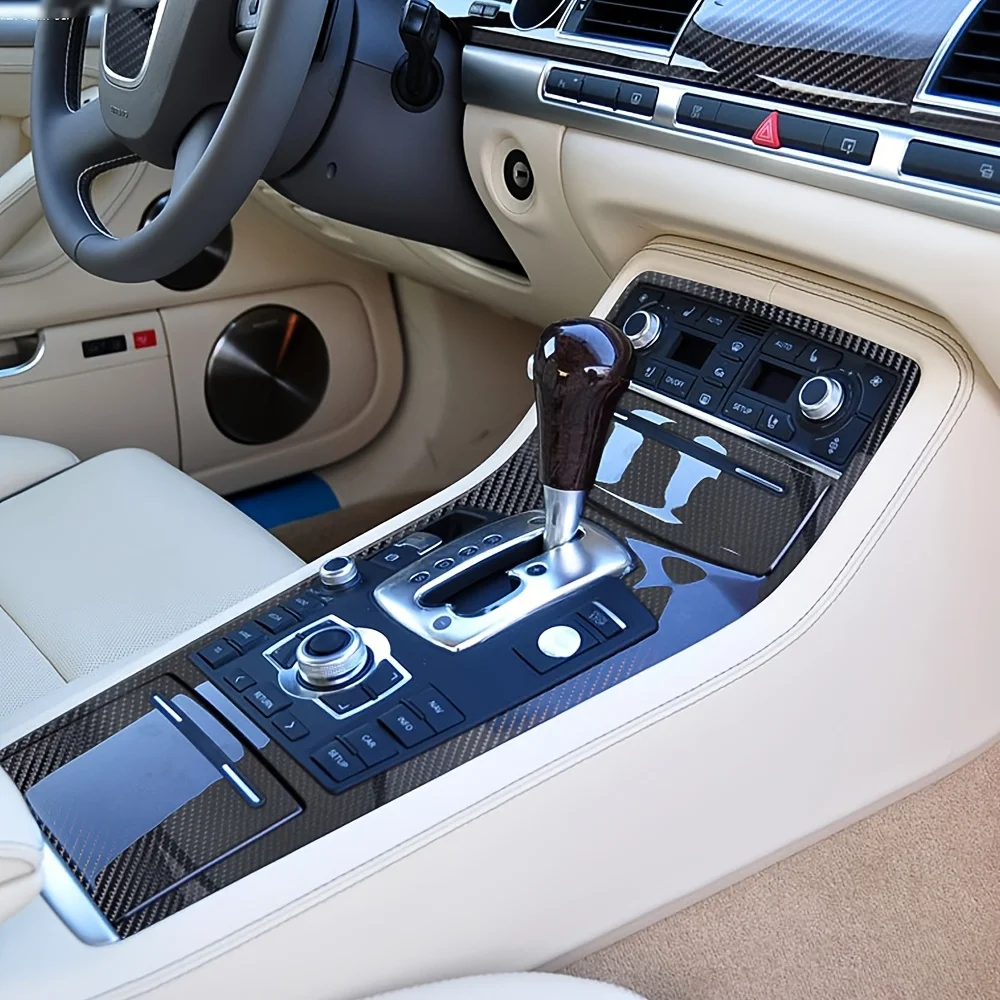 

for Audi A8 D3 2003-2010 Interior Central Control Panel Door Handle 5D Carbon Fiber Stickers Decals Car styling Accessorie
