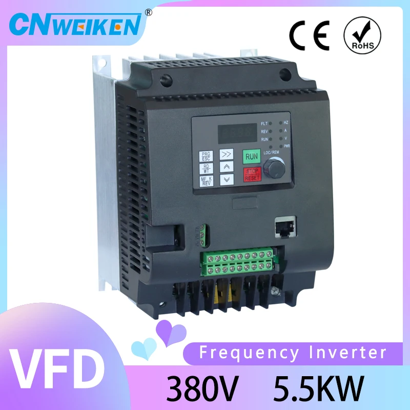 

Variable Frequency Drive Inverter Frequency Converter 5.5kw 4kw 3Phase 380v input/output for Spindle Motor Speed Control VFD