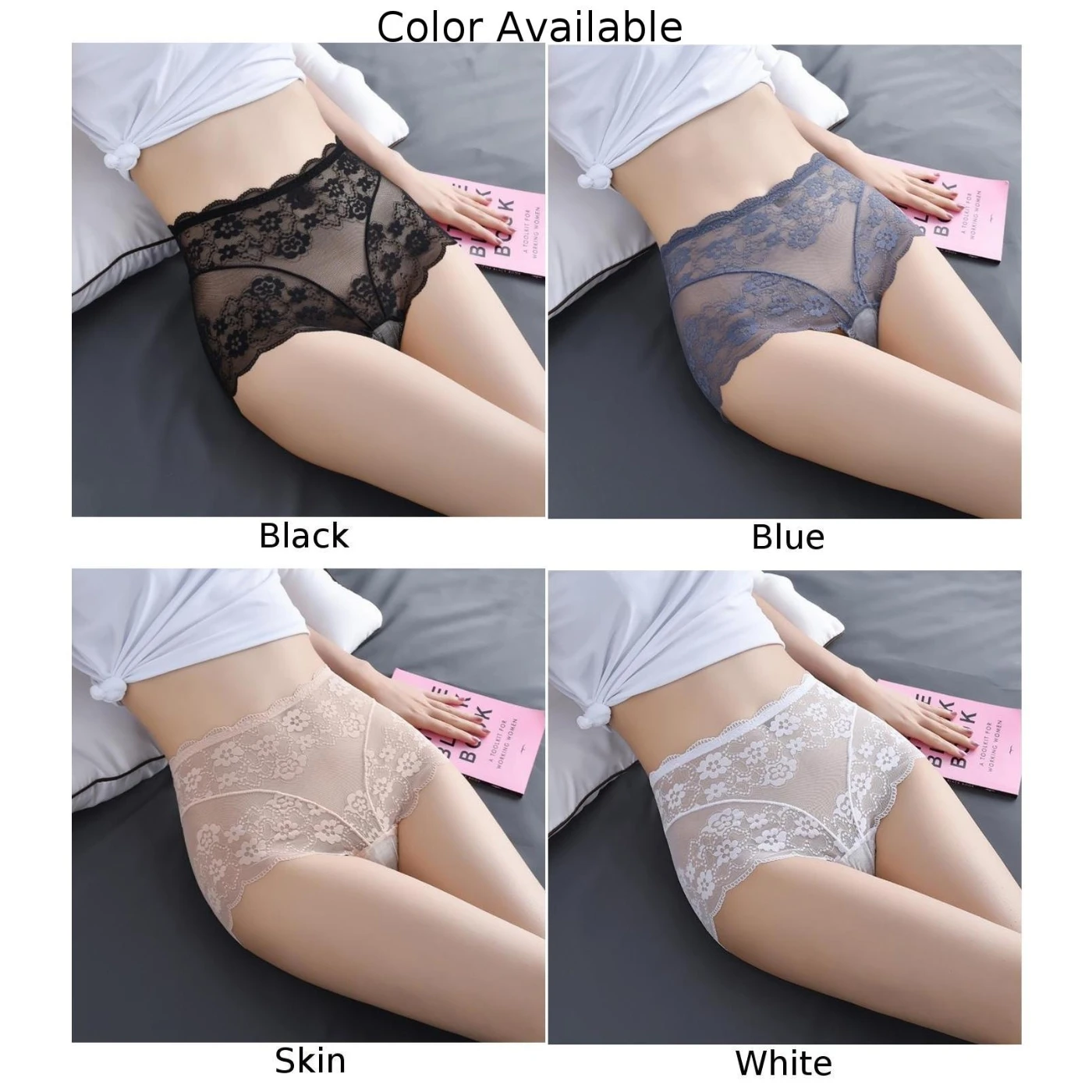 Sexy Women\'s Panties Lace Transparent Briefs Panties High Waist Lingerie Female Underwear Ultra Thin  Seamless Briefs