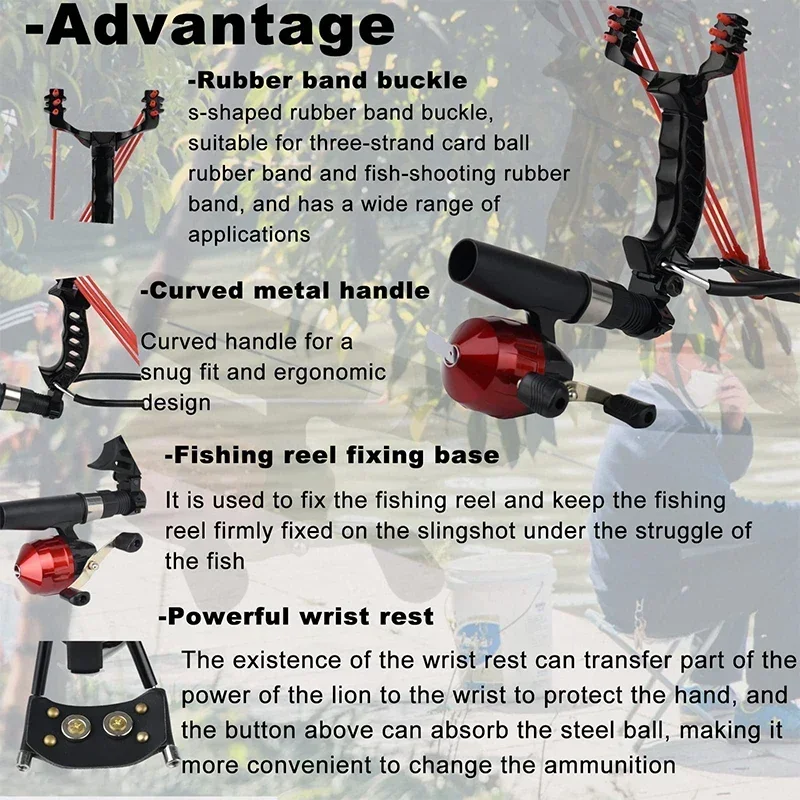 Full Metal Fishing Wrist Support Slingshot Fish Dart Shooting Slingshot Outdoor Hunting and Fishing Accessories Package Pesca