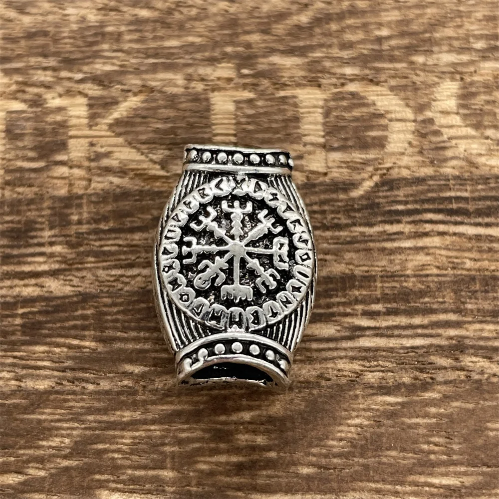 Nostalgia 1pcs Viking Vegvisir Compass Runes Slavic Men Women Accessories Beads Charms For Bracelet Making Beard Hair Jewelry