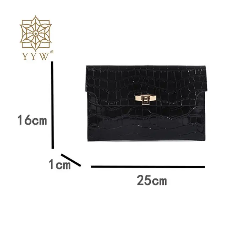 Thin Envelope Clutch Handbag Women Crocodile Pattern PU Leather Mini Daily Commuter Purse Wallet Portable Evening Messenger Bags