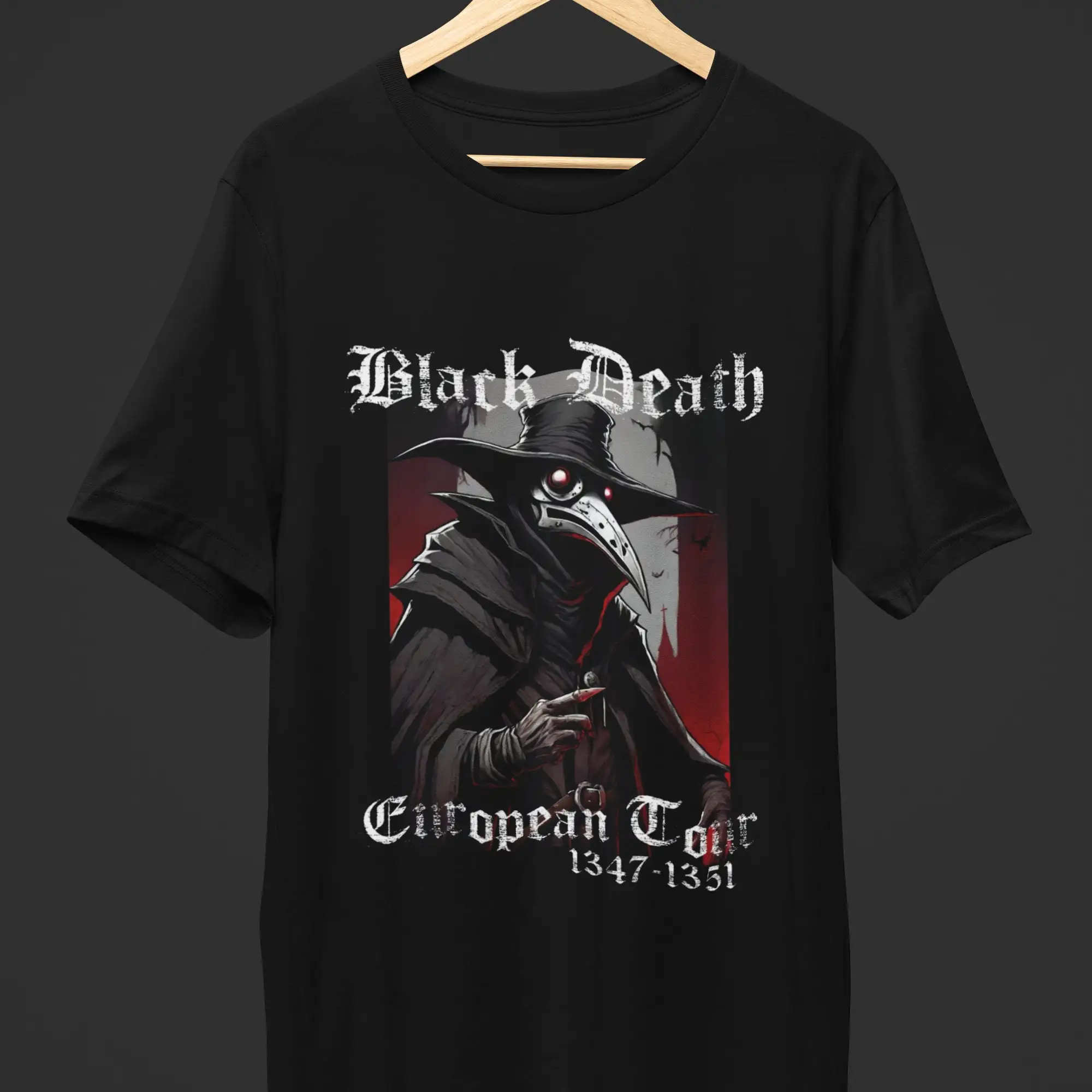 Funny Streetwear T Shirt Black Death Europe Tour For Him Meme Dark Grunge Alt Clothes Metal Medieval