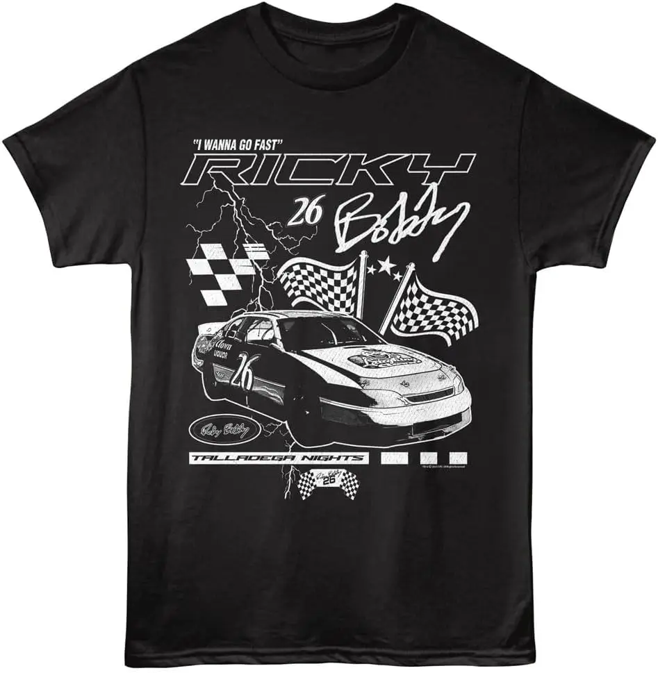 Talladega Nights T Shirt For Men & Women Fast Lightning Black Graphic Crew Neck Short Sleeve Tee - Comedy Movie Funny Tshirts 100% Cotton Trendy Y2K Short-Sleeve Tee – Soft, Quick-Drying,  Wrinkle Resistant Light Cotton Graphic Tshirt Soft Stretchy Casual
