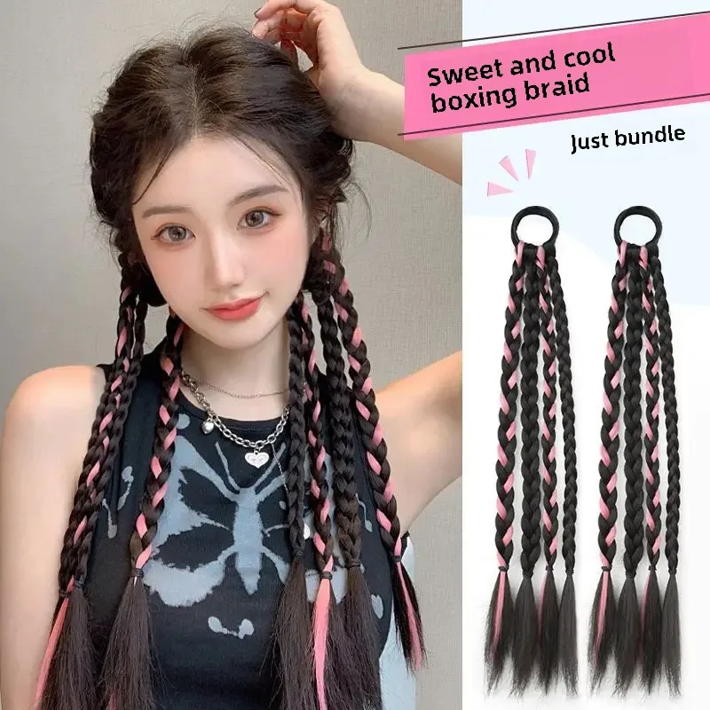 المرأة الحلو كول كابل متماسكة شعر مستعار اليدوية تحرير فتاة حار الشعر القذرة الطبقات مزدوجة ذيل الحصان شعر مستعار الألياف الآسيوية الشعر التمديد #2