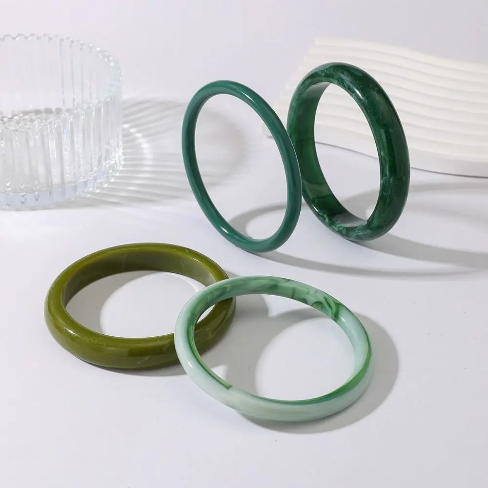 Jewelry 4Pcs/Set Acrylic Bracelets Set Stackable Hand Ring Boho Bracelets Translucent Korean Curved Tube Bangle Women