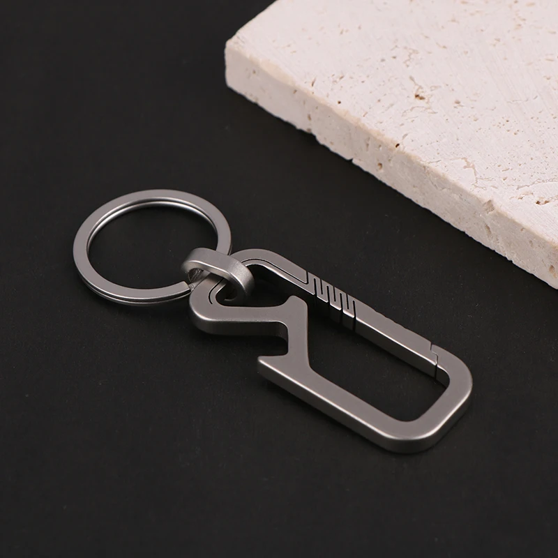 1PC Titanium Alloy Carabiner Multi-function Keychain Outdoor Waist Hanging Chain Ring Buckle Beer Bottle Opener EDC Tool