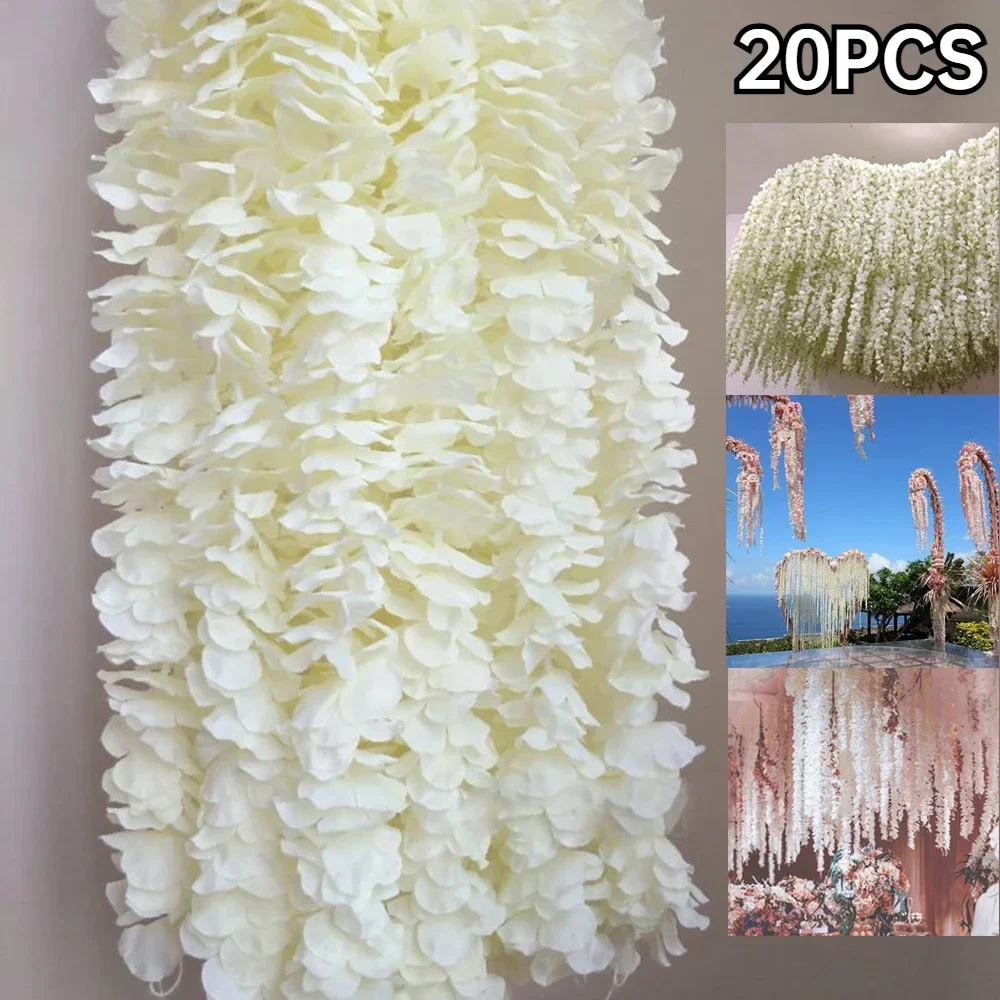 

10/20Pc Artificial Silk Wisteria Flower Fake Hanging Wisteria Plant Vine for Party Wedding Decoration Artificial Wisteria Flower