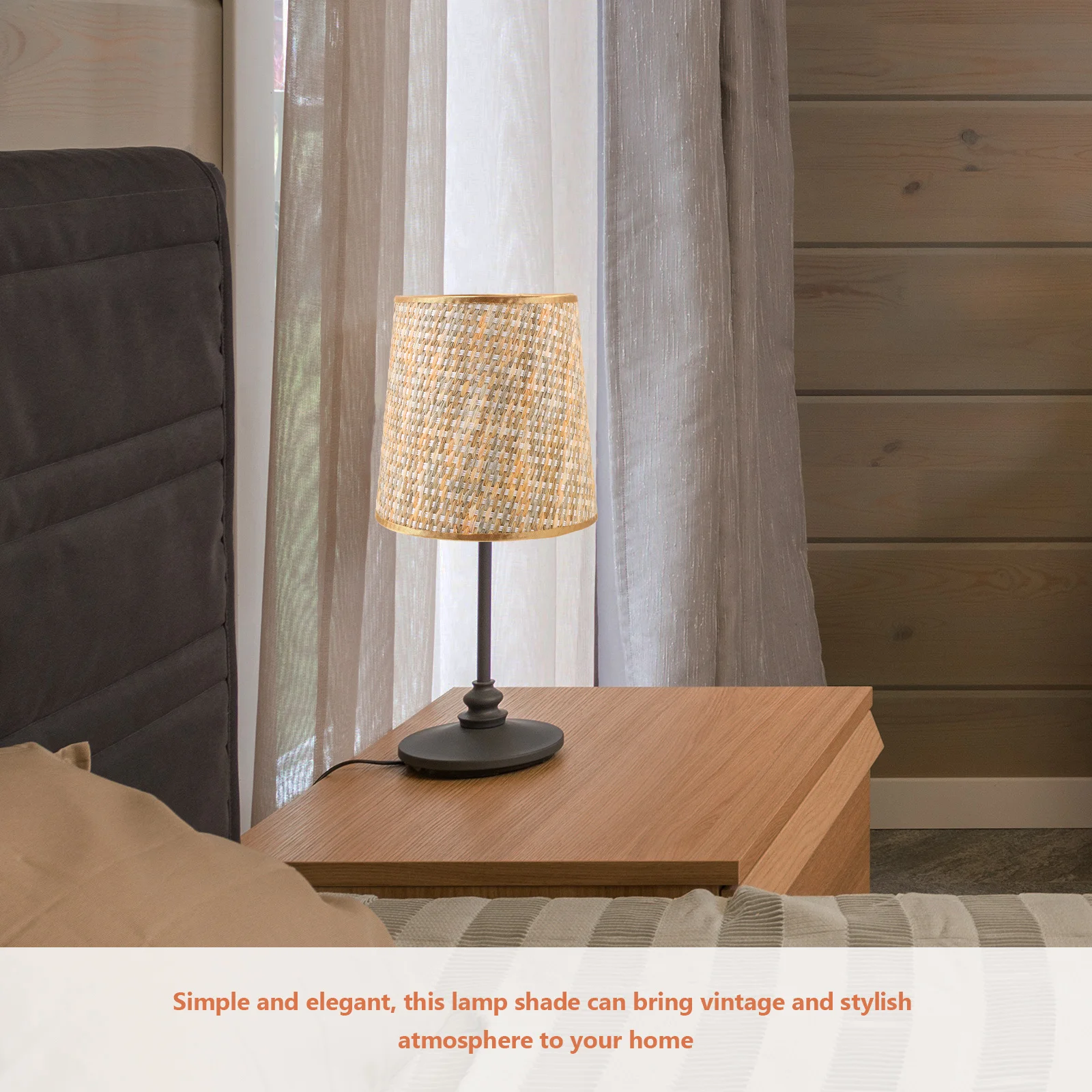 

Colorful Woven Lampshade For Table Floor Hotel Bedroom Replacement Light Cover Rustic Linen Shade