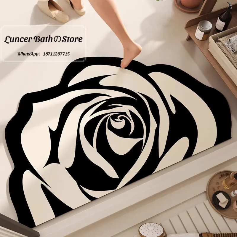 Light luxury French bathroom floor mat, non-slip floor mat at the door of the bathroom, dirt-resistant and easy to take care of