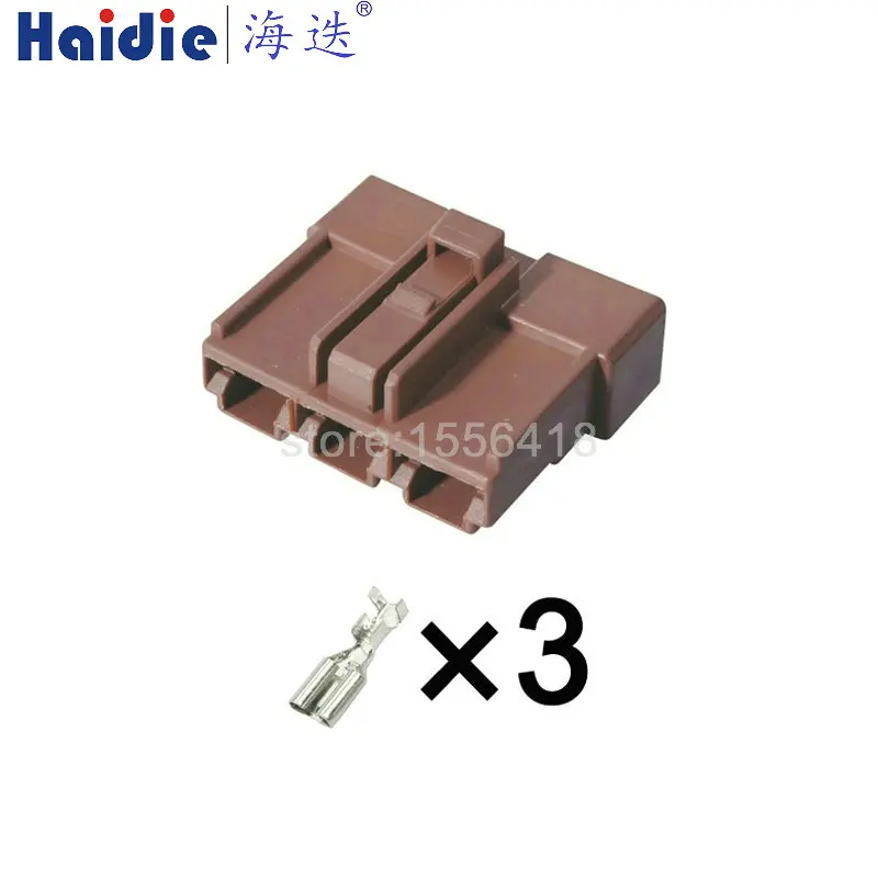 1-20 sets  brown 3 pin way male female 7.8mm HD series electric wire harness auto Connector 6098-0208 6098-0210