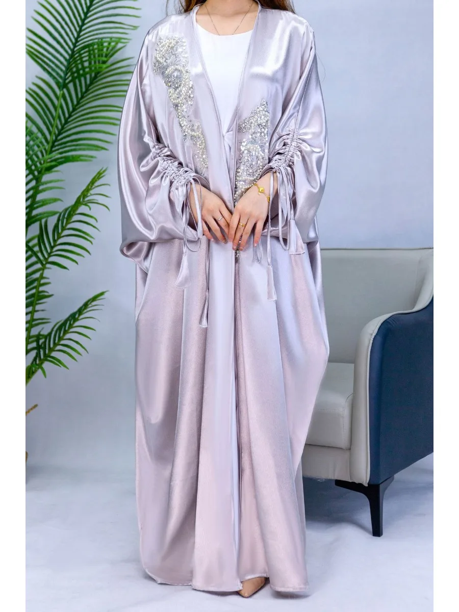 

Eid Party Abaya for Women Ramadan Satin Bat Sleeve Caftan Cardigan Muslim Vestidos Largo Kaftan Islam Dubai Arab Long Robe 2024