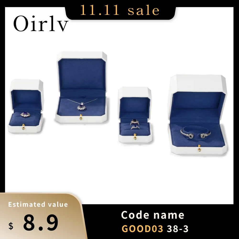 

Oirlv Роскошная подарочная коробка для хранения ювелирных изделий с 2 кольцами, белые кольца из искусственной кожи, ожерелье, подарочные коробки, большие белые коробки для браслетов для ювелирных изделий