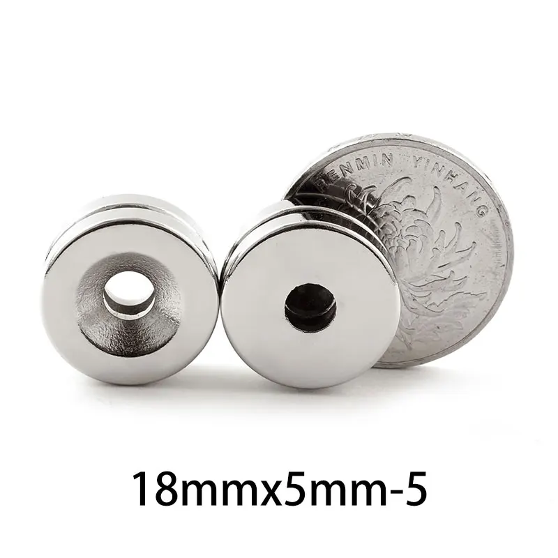 5/10/15/20/30/50PCS 18x5-5 Disc Rare Earth Neodymium Magnets 18*5 mm Hole 5mm Countersunk Round Search Magnet 18x5-5mm  18*5-5