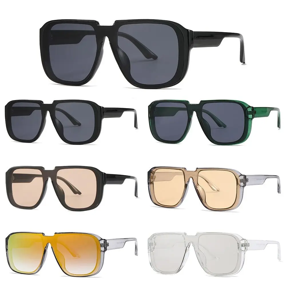 One Piece Square Sunglasses Vintage Hot Ins Favor Flat Top Men's Mirror Shades UV400 Eyewear