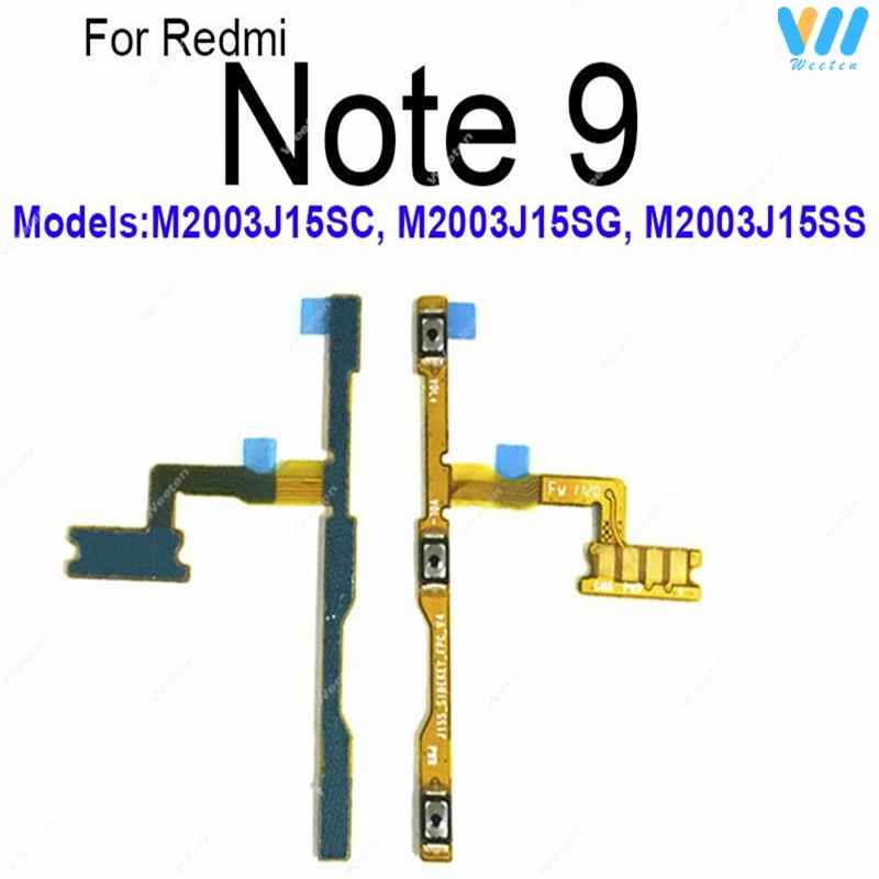 Power Volume Buttons For Xiaomi Redmi Note 9 10 11 Pro 4G 5G 9S 9T 10S 11S ON OFF Power Volume Side Button Keys Flex Cable Parts