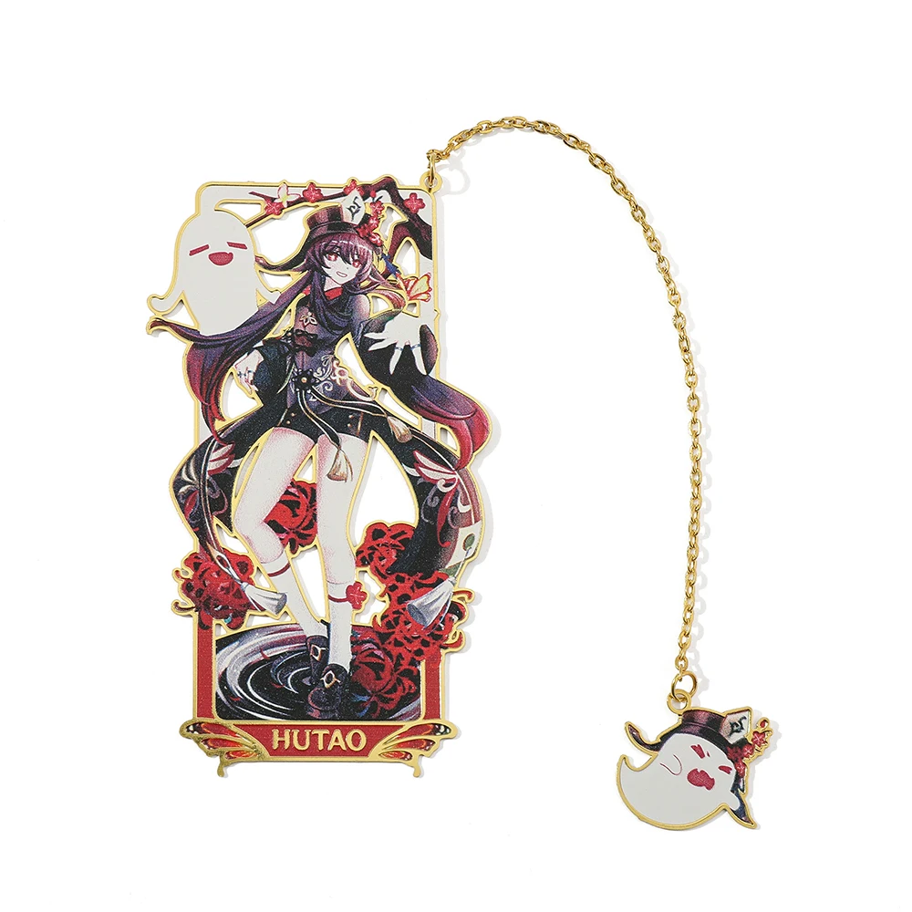 Anime Genshin Impact Zhongli Hutao Yae Miko Tartaglia Raiden Xiao Metall Lesezeichen Quasten