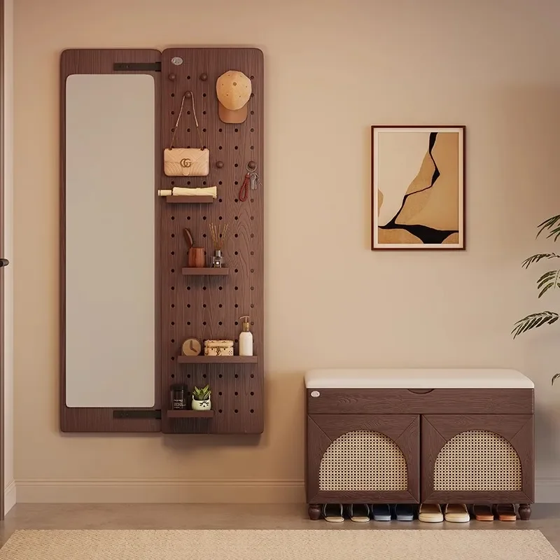 for Solid Wood Hole Board Full Length Mirror Hidden Invisible Push Pull Wall Mounted Fitting Mirror for Household Entrance