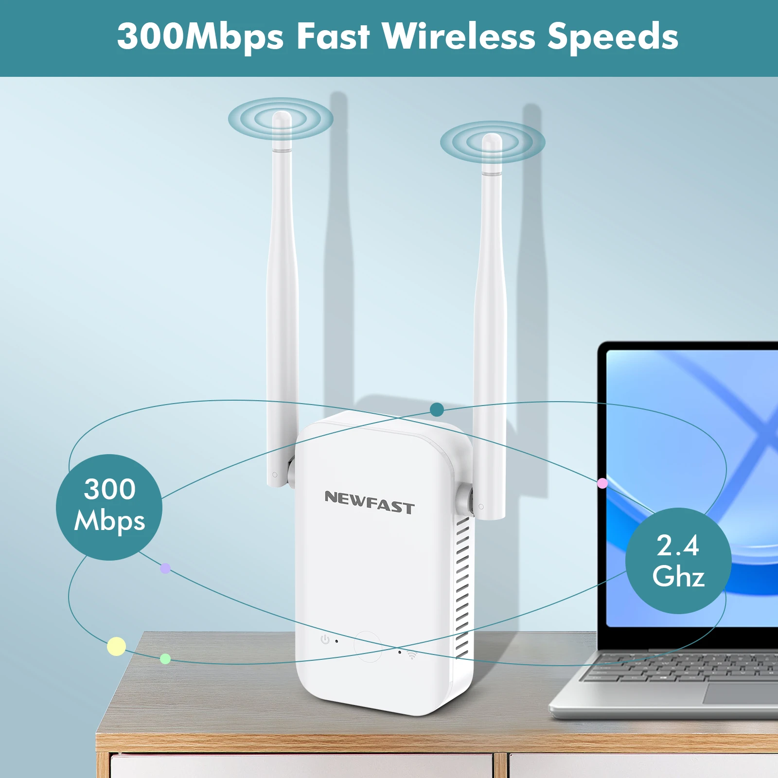 NEWFAST 300Mbps Wireless WiFi Repeater Amplifier Router 2.4GHz Wi-Fi Signal Extender High Gain Antenna Repeteur Booster NF-RE513