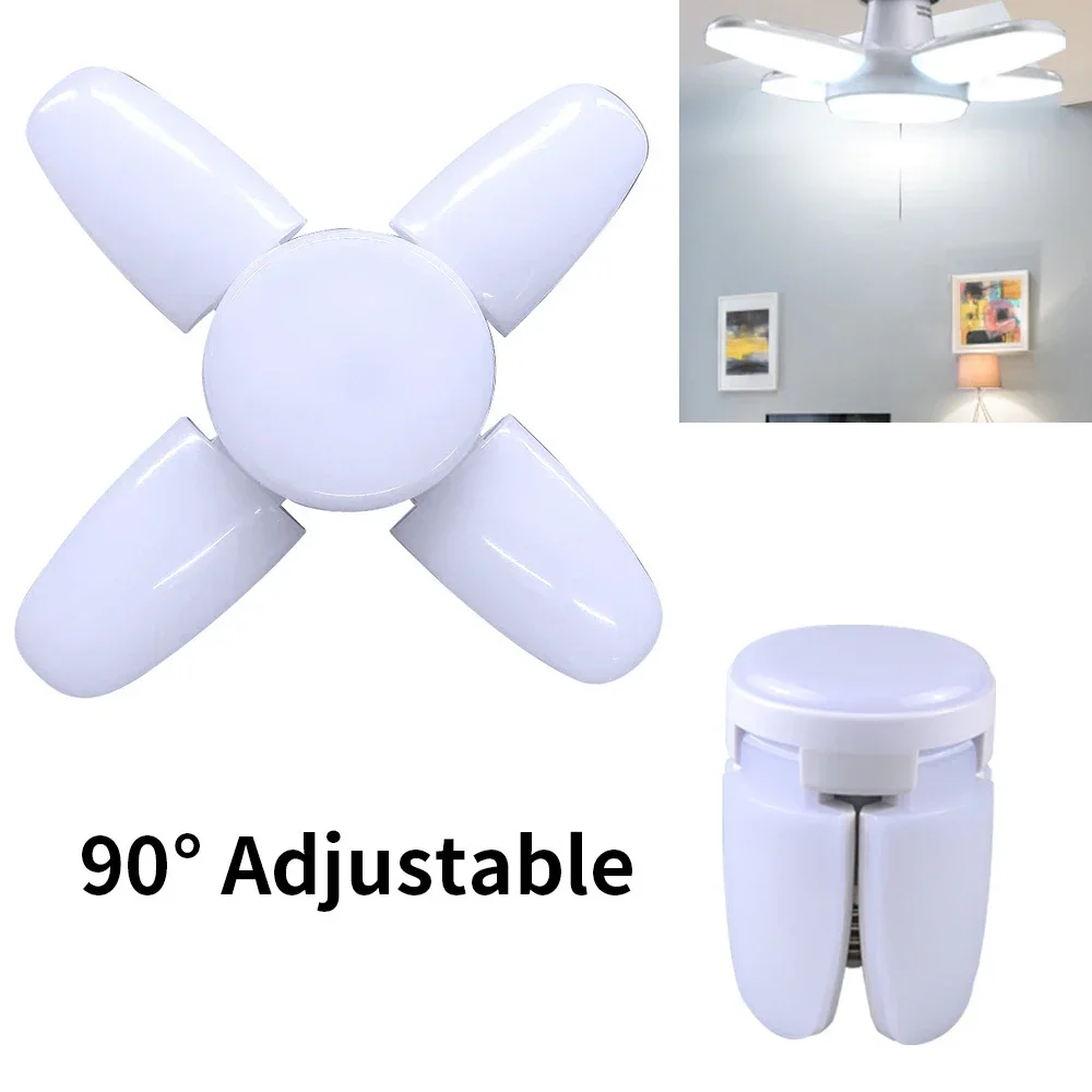 

E27 LED Bulb Folding Garage Fan-shaped Leaf Light Indoor Lighting 110V 220V White Warm-white Optional For Home Living Room