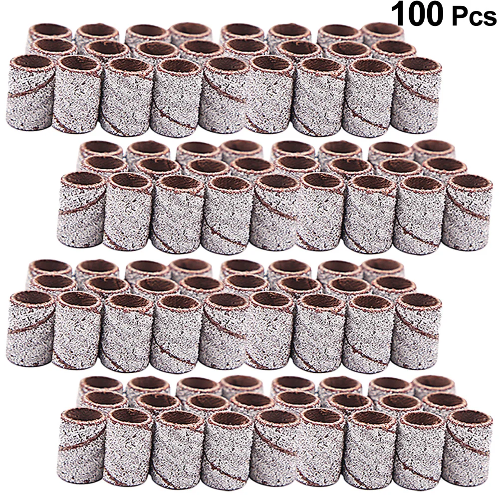 100Pcs Sanding Ring Nail Accessories Electric Drill Bits Manicure Pedicure Polisher Sanding Band Nail Polishing Band