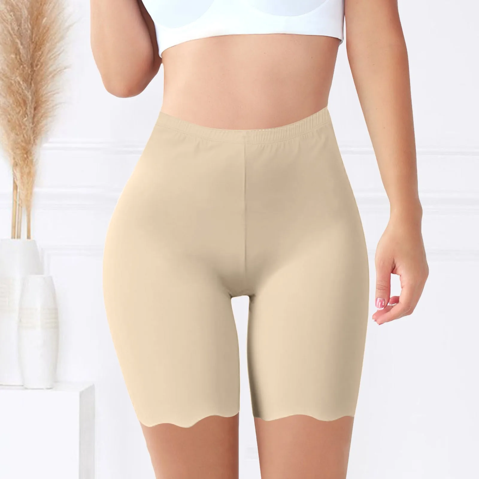 Womens Summer Seamless Ice Silk Safety Short Pants High Waist Summer Breathable Underwear Anti Rubbing Under Skirt Boxers Female