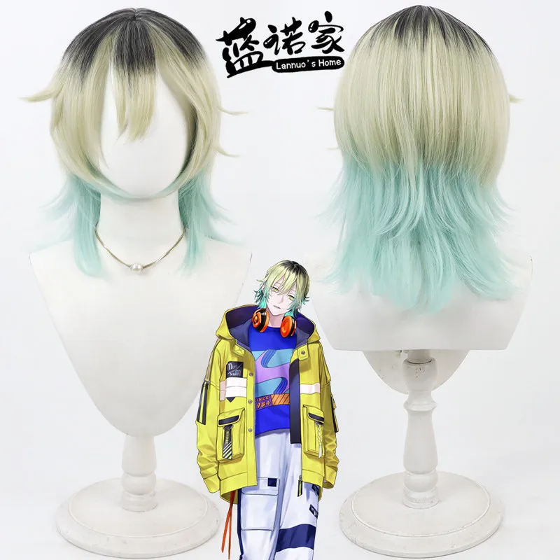 Virtual YouTube Vtuber Ichikawa Haruhi Cosplay Wig Halloween Carnival Party Props Synthetic Hair Heat Resistant Fiber + Wig Cap