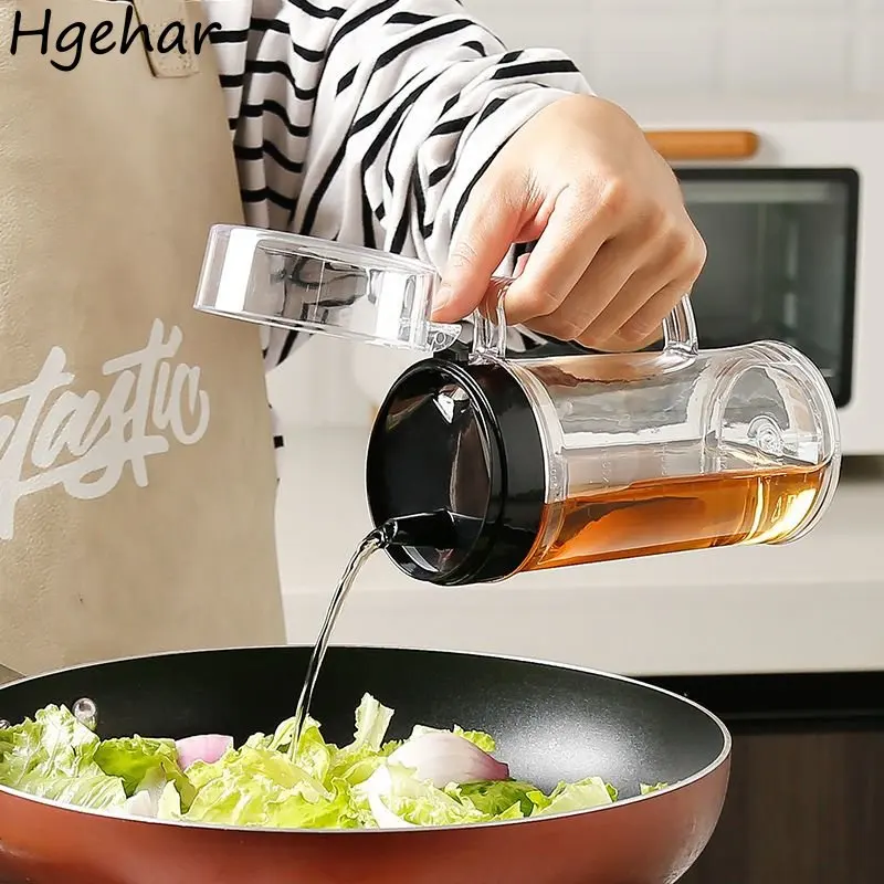 Plastic Oiler with Scale Dust-proof Transparent Portable Kitchen Soy Sauce Vinegar Oil Storage Bottles Sealing Condiment Jars