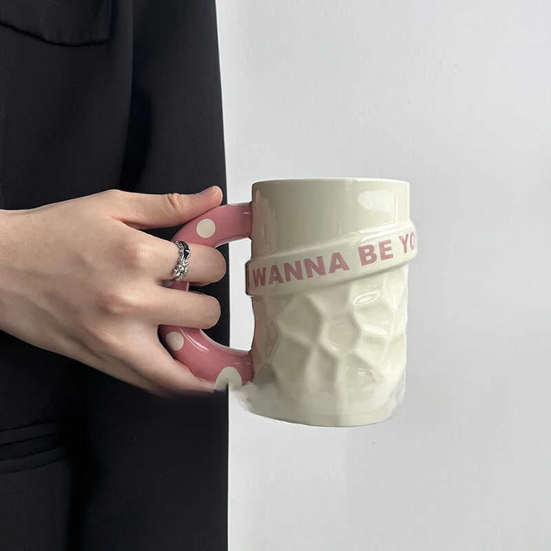 

Large Capacity Ceramic Coffee Mugs Couple Office Water Cups Orange Design Ins Style Handmade Crafted Drinkware Gift Box