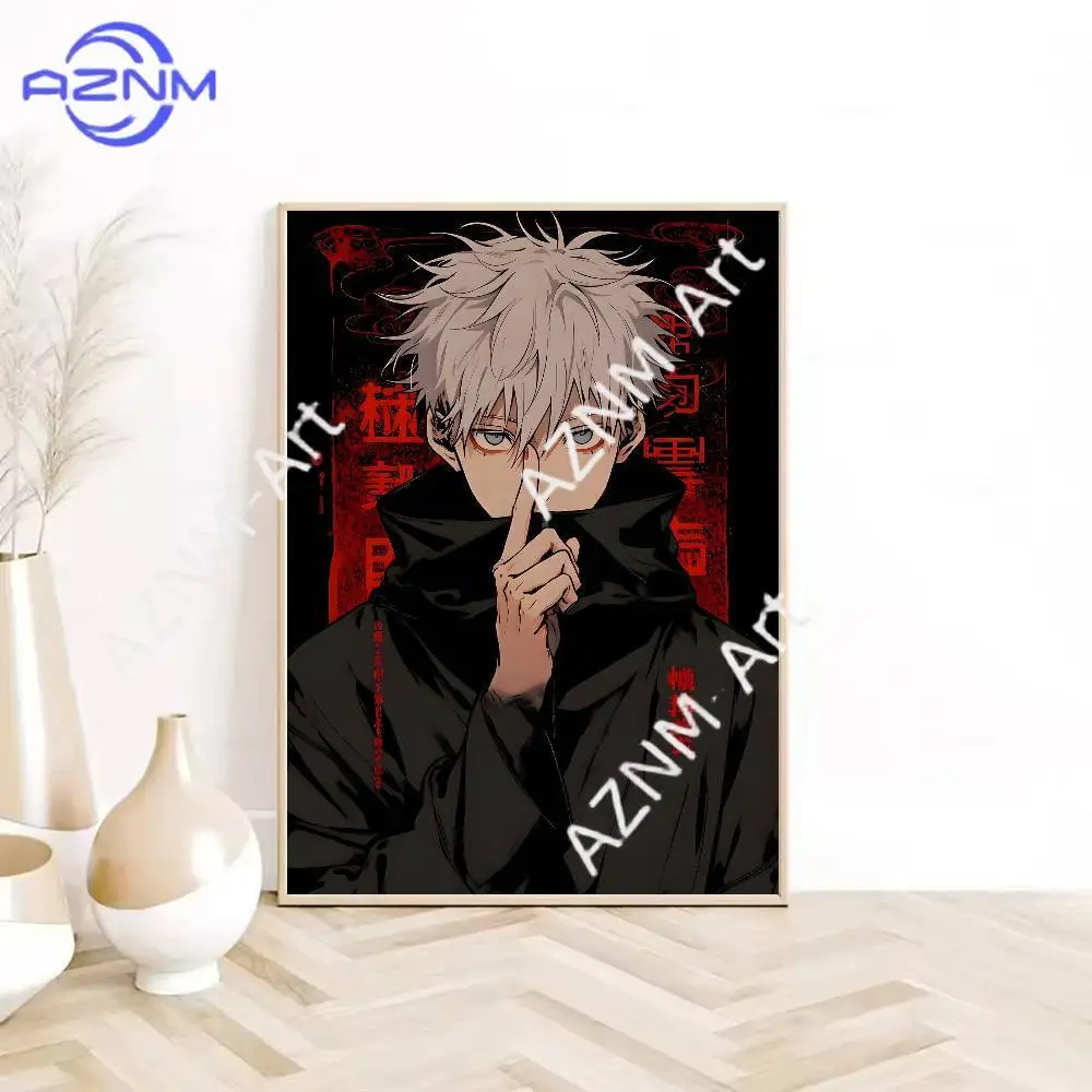 1 unidade de Pôster Autoadesivo à Prova d'Água Jujutsu Kaisen G-Gojo S-Satoru para Decoração de Parede em Cafeterias, Bares e Quartos de Dormitório