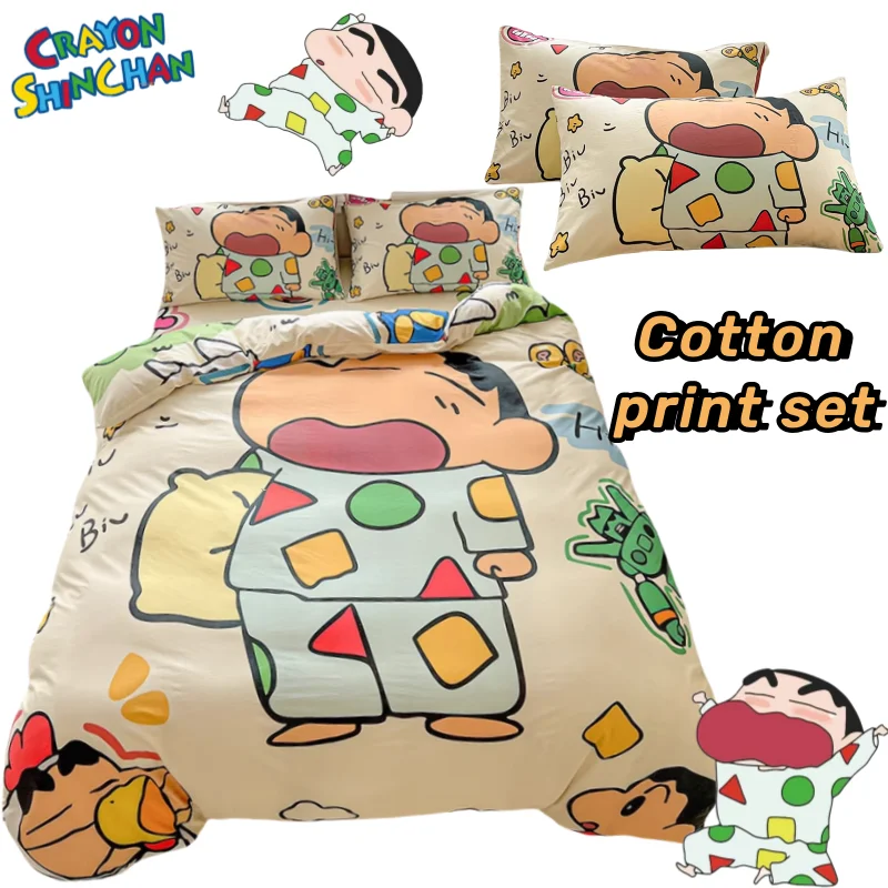

Crayon Shin-chan Action Kamen Anime PeripheralsCartoon Classic Pajamas Styling Prints Home Bedroom Student Dormitory Bedding Set