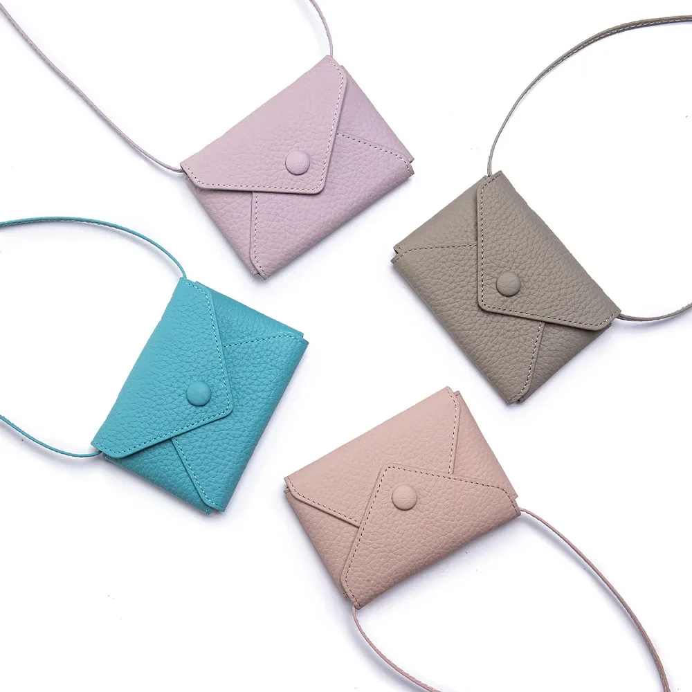 Portafoglio Portamonete carino per donna Monete in vera pelle Chiavi per rossetto Portamonete portamonete con tracolla staccabile