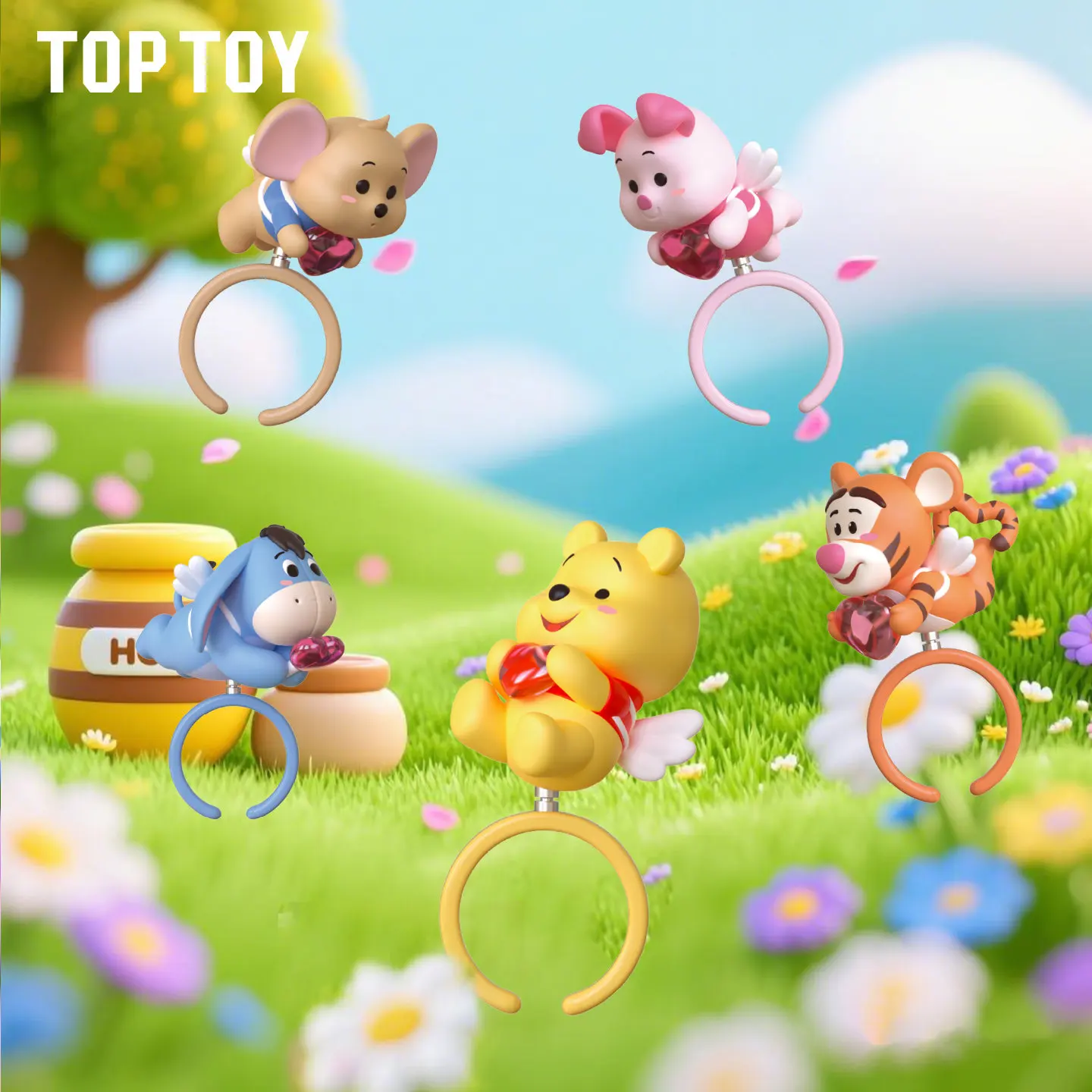

TOPTOY Disney Winnie The Pooh Forest Little Angel Series Rotating Ring Blind Box Trendy Toy Valentines Day Gift For Anime Fans