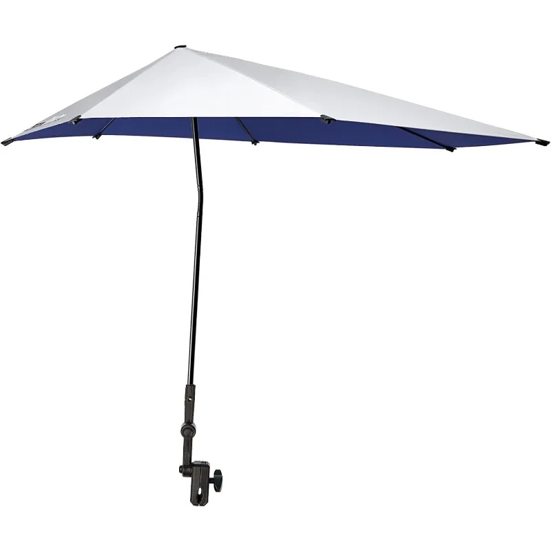 Adjustable Beach Umbrella with Universal Clamp, Portable UPF 50+ UV Protection Umbrella for