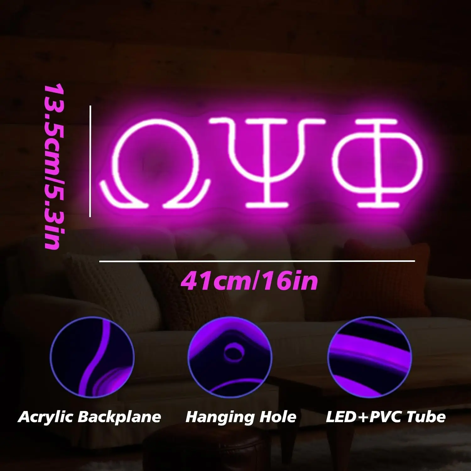 Psi Phi الأخوة النيون تسجيل USB عكس الضوء LED ضوء النيون للرجل الكهف بار مكتب غرفة المعيشة غرفة نوم هدية تزيين المنزل