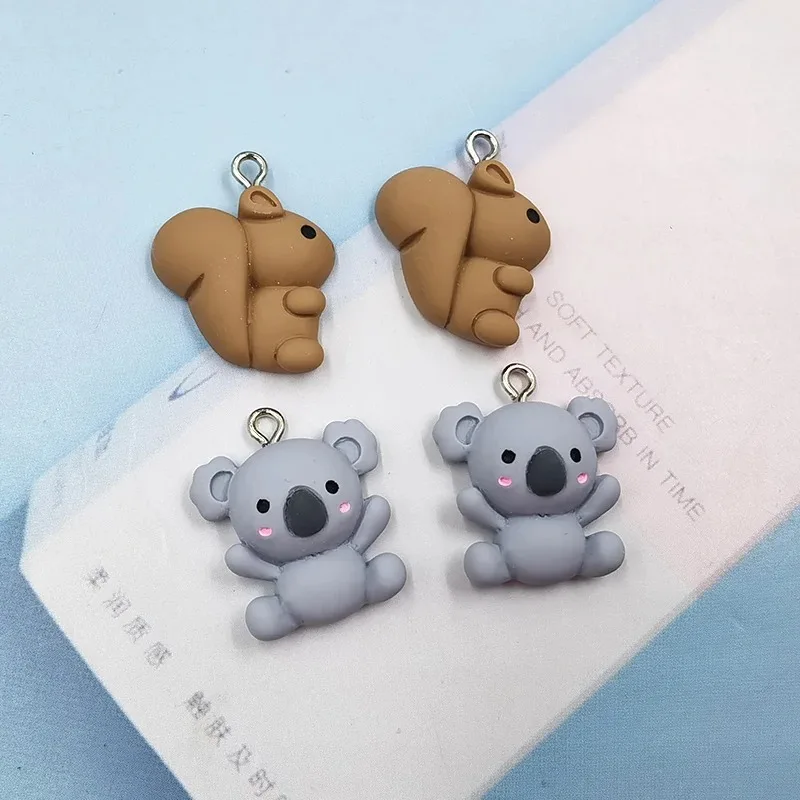 10pcs Cute Animal Squirrel Koala Charms Pendant For Earring Accessory DIY Phone Case Flatback Crafts Jewelry Making