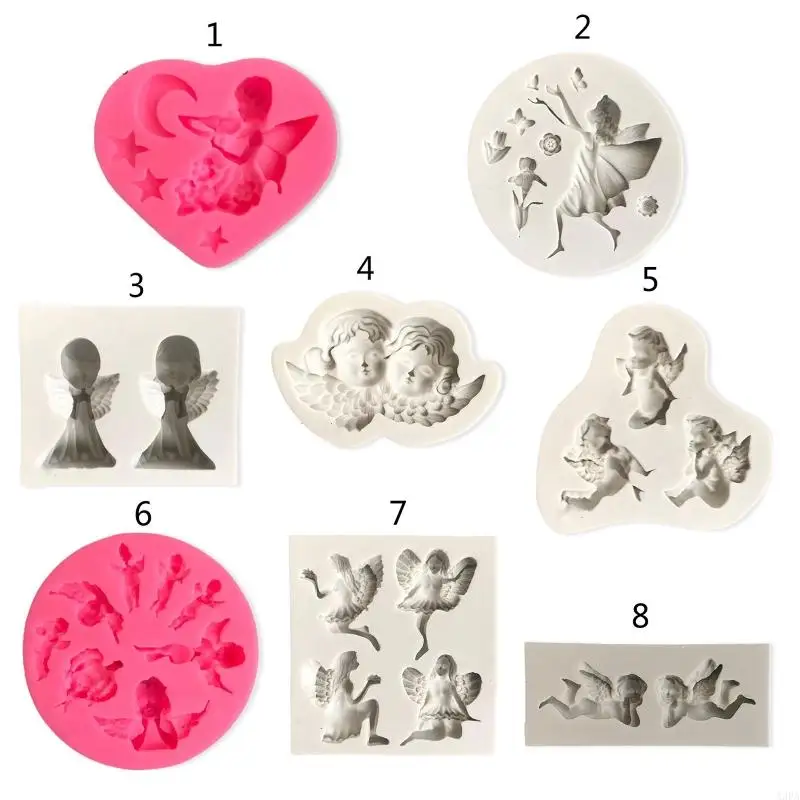 A3PA Silicone Candy Moulds Angel Shaped Baking Gadgets Non-stick 8 Styles for Kitchen