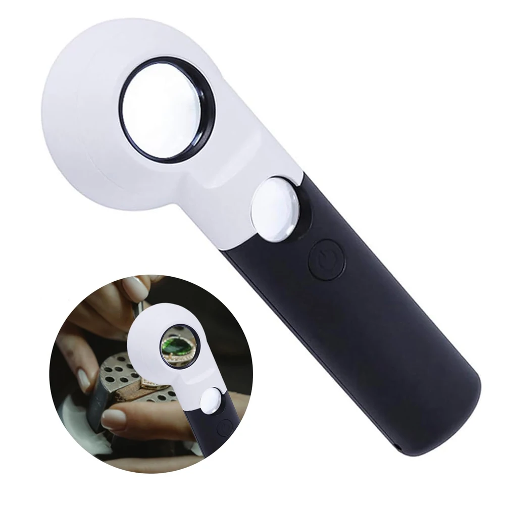 

Magnifying Glass With 6 LED Lights HD Lens16X 30X Handheld Magnifiers Portable Magnifying Loupe For Inspection Coins