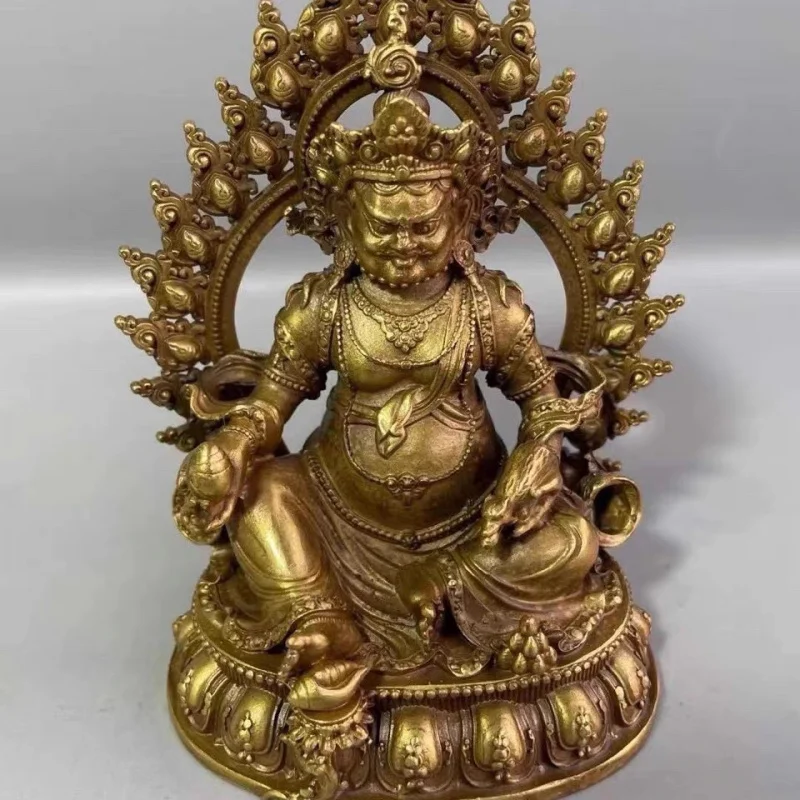 

Antique Alloy Buddha Statue Ornament Nepal Tibetan Yellow God Buddha Statue Ornament