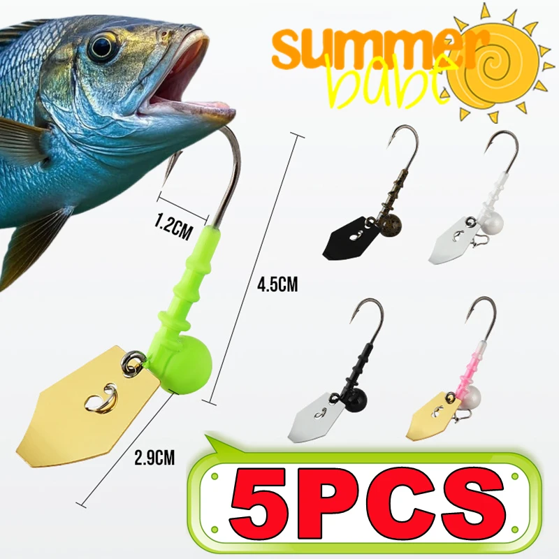 1-5-個ジグヘッドフックとスピナー-9-グラムルアーフック-diy-ソフトルアーフックスピナーソフトワームワブラールアー釣具ツール